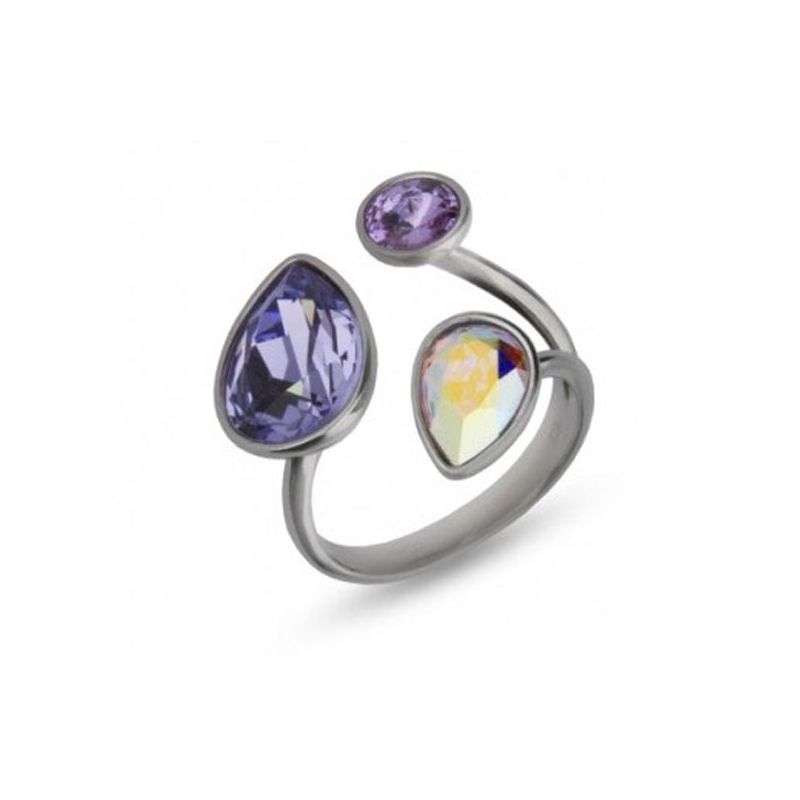 Bague Argent et cristaux violets