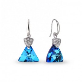 Boucles d'oreilles Spark Argent et cristaux triangle bleu