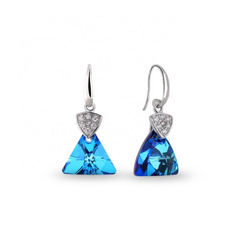 Boucles d'oreilles Spark Argent et cristaux triangle bleu