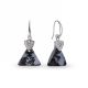 Boucles d'oreilles Spark Argent et cristaux triangle noir