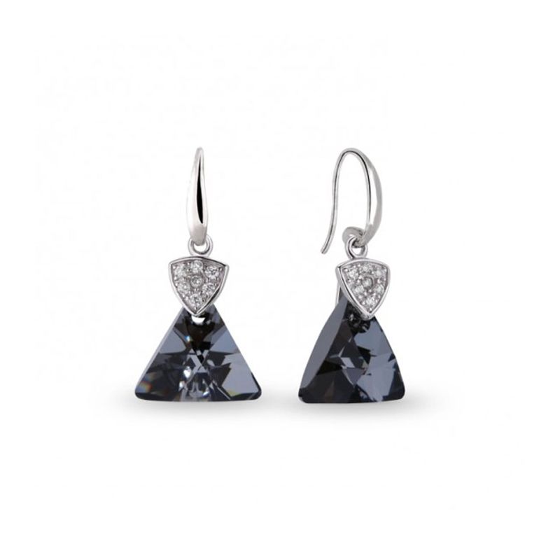 Boucles d'oreilles Spark Argent et cristaux triangle noir