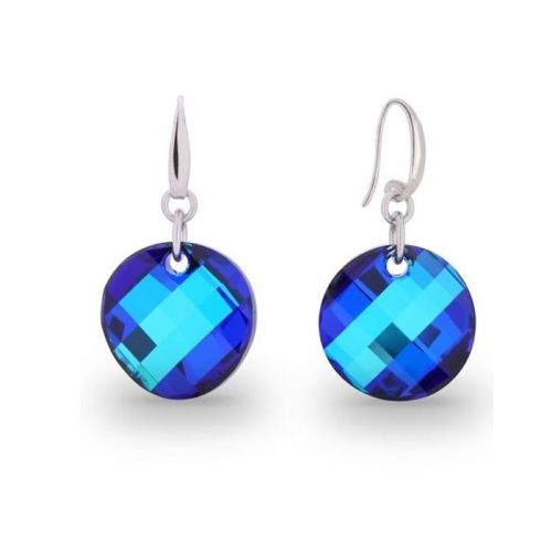 Boucles d'oreilles Spark Argent et cristaux rond bleu