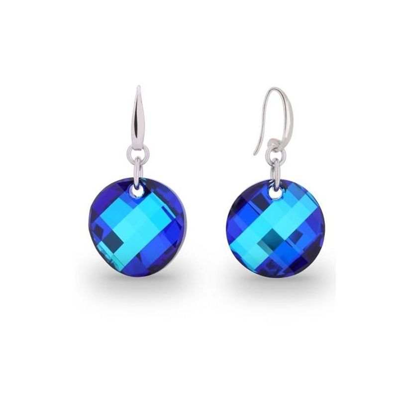 Boucles d'oreilles Spark Argent et cristaux rond bleu