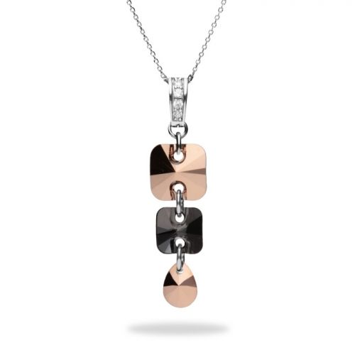 Collier Spark Argent et cristaux roses et noirs