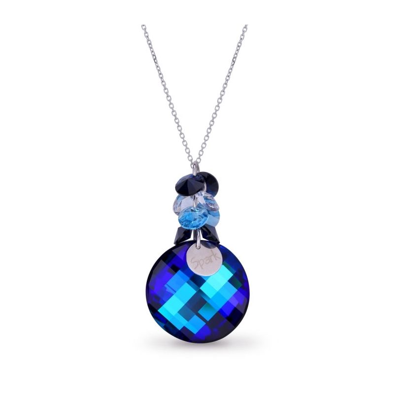 Collier Spark Argent et cristaux rond bleu
