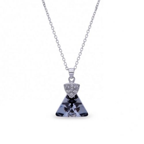 Collier Spark Argent et cristaux triangle noir