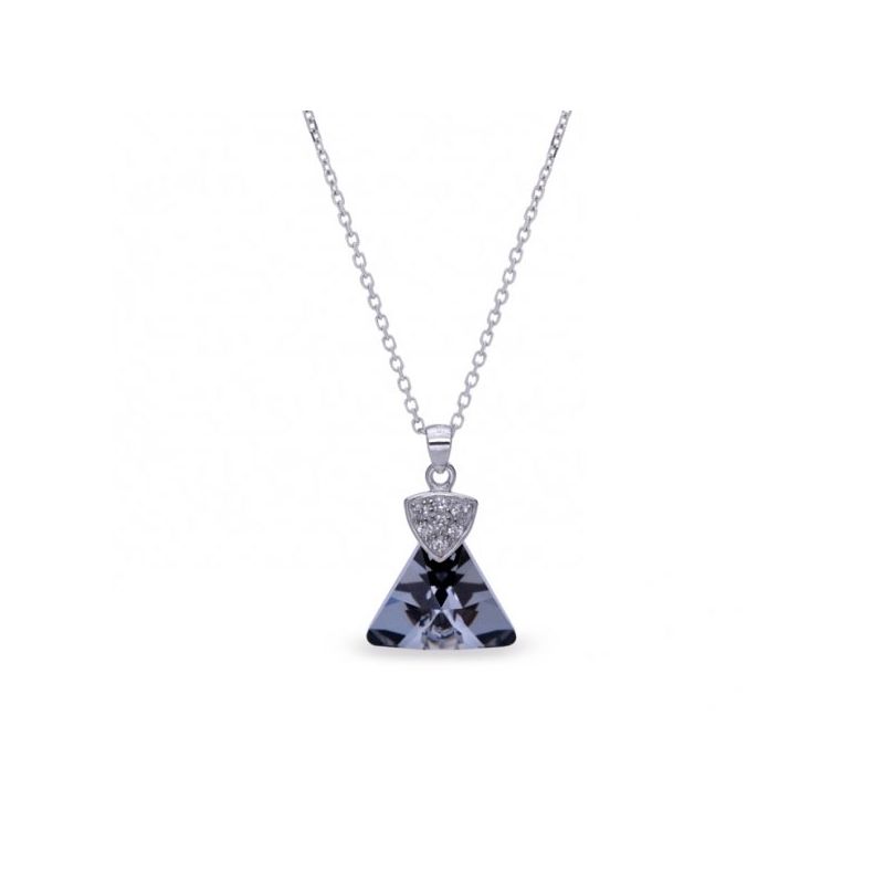 Collier Spark Argent et cristaux triangle noir