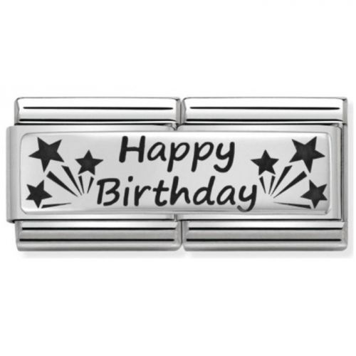 Maillon Nomination classic double Plaque Happy Birthday