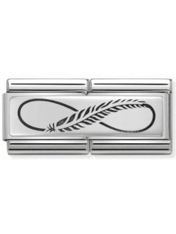 Maillon Nomination classic double Plaque plume infini