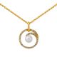 Collier en Plaqué Or, oxydes de zirconium et perle blanche