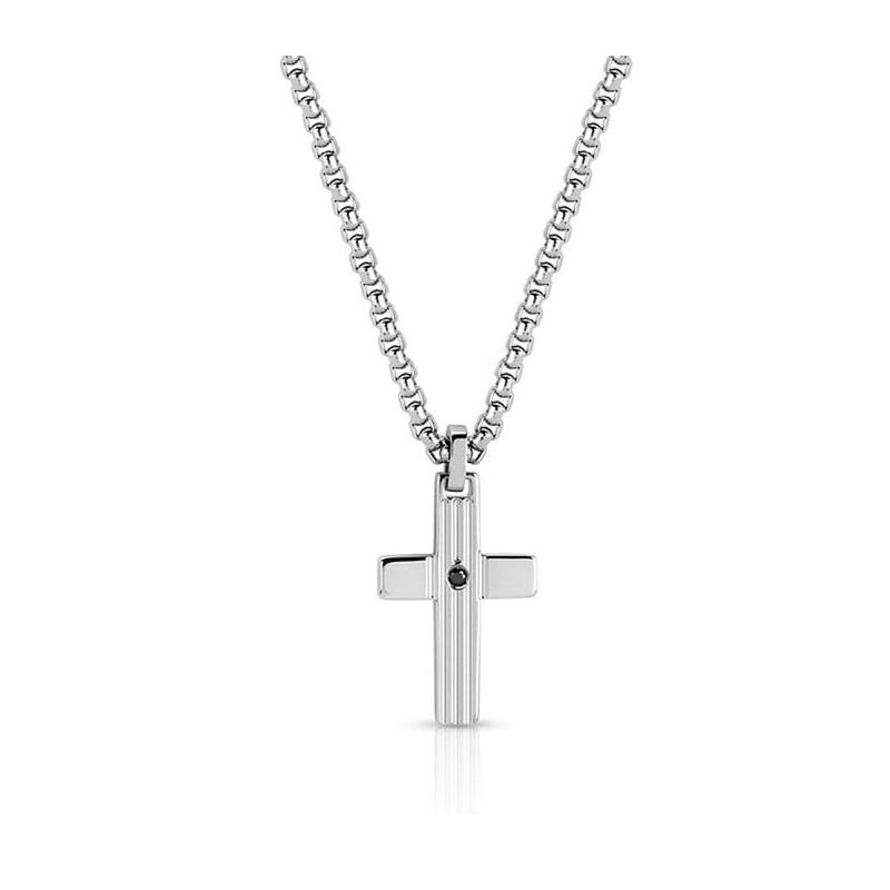 Collier homme acier avec pendentif croix