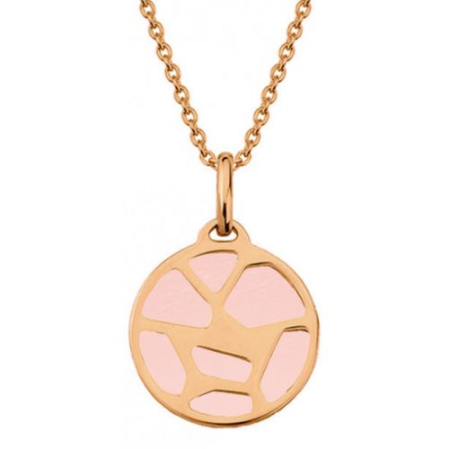 Collier femme Les Georgettes finition Or rose motif girafe et cuir reversible