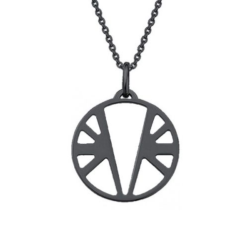 Collier femme Les Georgettes ruthénium motif ibiza et cuir reversible