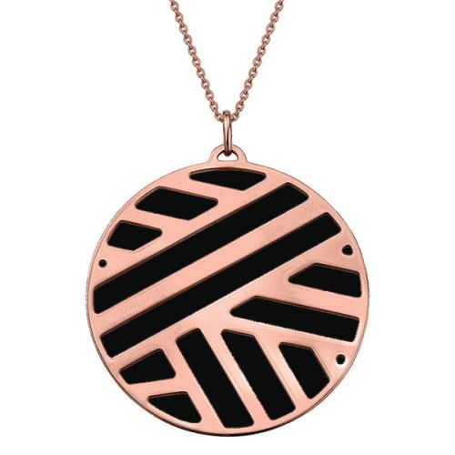 Collier femme Les Georgettes finition Or rose motif ruban et cuir reversible