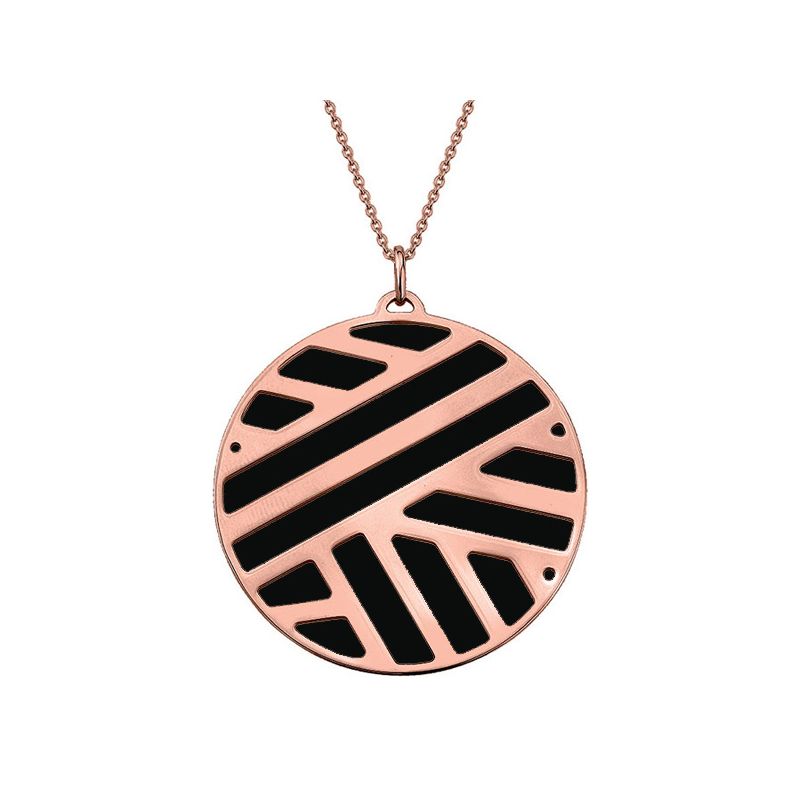 Collier femme Les Georgettes finition Or rose motif ruban et cuir reversible
