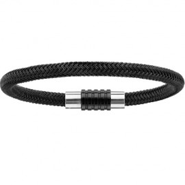 Bracelet acier tressé et motif pvd noir 