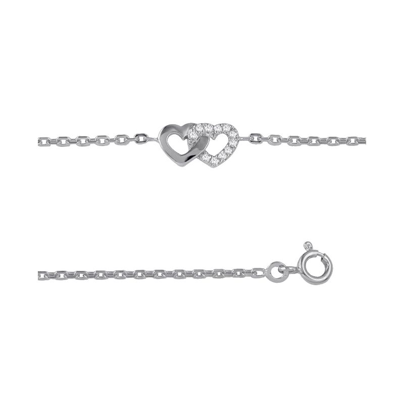 Bracelet femme Argent et oxydes de zirconium motif coeurs