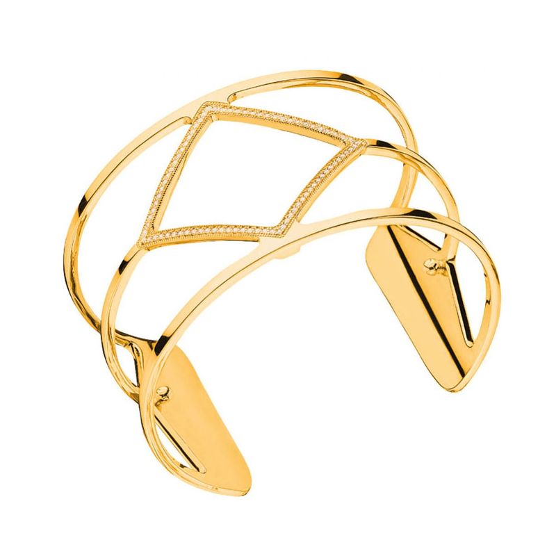 Bracelet manchette Les Georgettes précieuses losange finition Or jaune large et oxydes