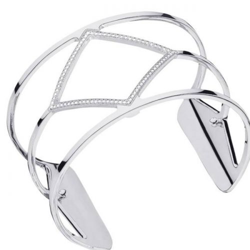 Bracelet manchette Les Georgettes précieuses losange finition Argent large et oxydes