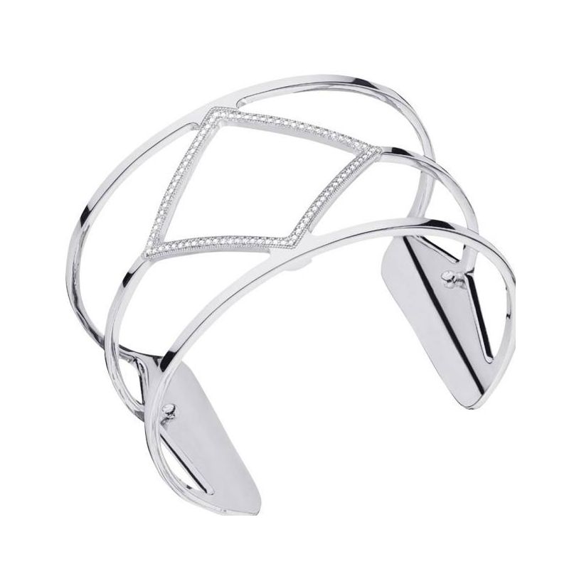 Bracelet manchette Les Georgettes précieuses losange finition Argent large et oxydes