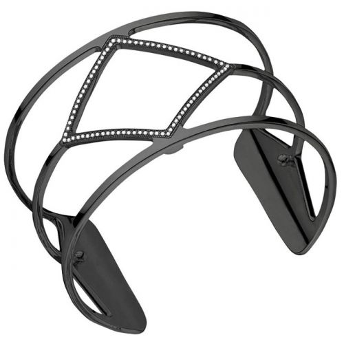 Bracelet manchette Les Georgettes précieuses losange ruthénium large et oxydes