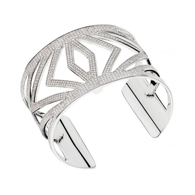 Bracelet manchette Les Georgettes précieuses chevrons finition Argent large et oxydes
