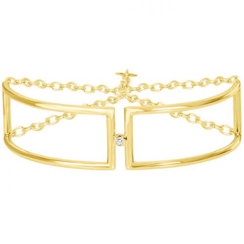 Bracelet Plaqué Or jaune et Diamant la Garçonne semi-rigide