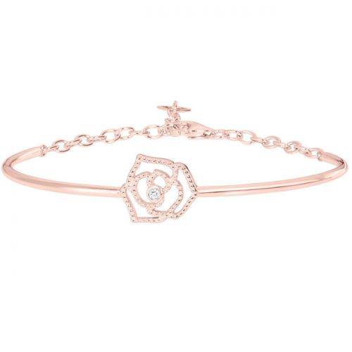 Bracelet Plaqué Or rose et Diamant la Garçonne semi-rigide