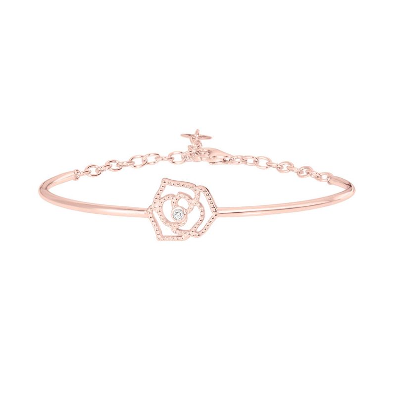 Bracelet Plaqué Or rose et Diamant la Garçonne semi-rigide