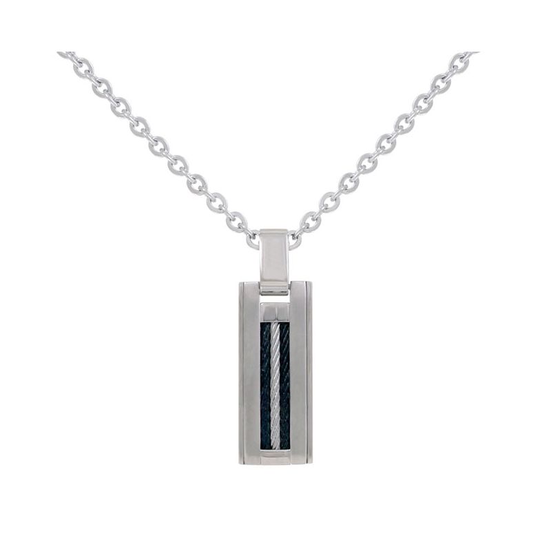 Collier homme Phebus acier et cable noir