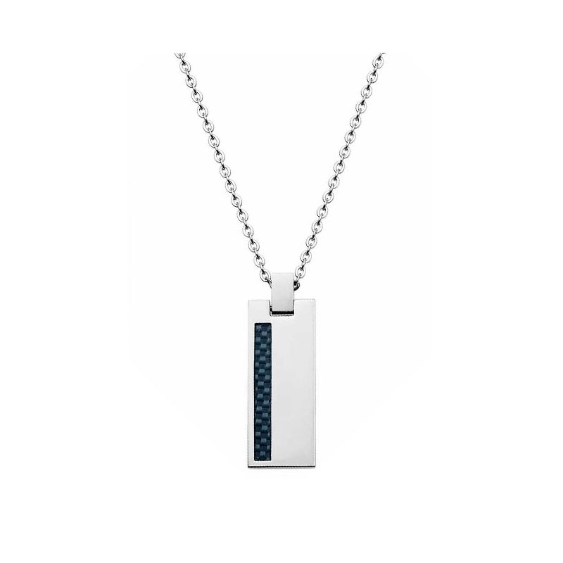 Collier homme acier et carbone noire