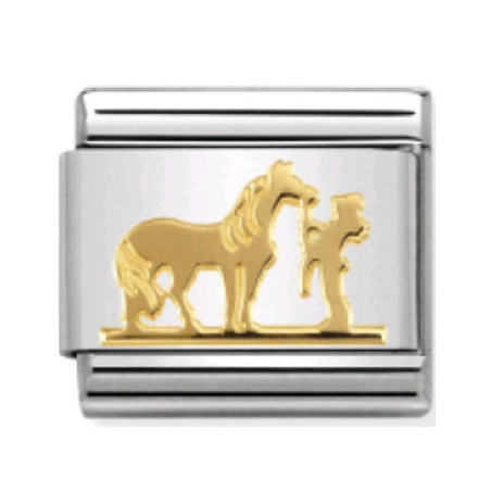 Maillon Nomination classic cheval et jockey en Or