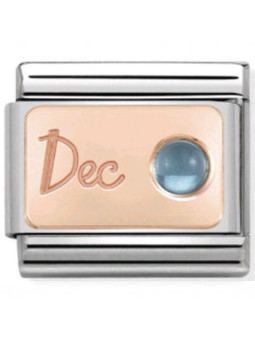 Maillon Nomination classic mois de Décembre et Topaze bleue en Or rose