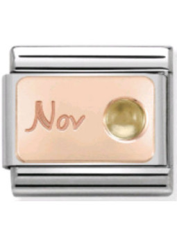 Maillon Nomination classic mois de Novembre et citrine en Or rose