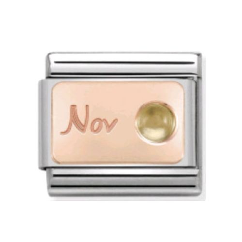 Maillon Nomination classic mois de Novembre et citrine en Or rose