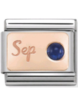 Maillon Nomination classic mois de Septembre et Saphir en Or rose