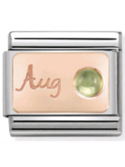 Maillon Nomination classic mois de Aout et Péridot en Or rose