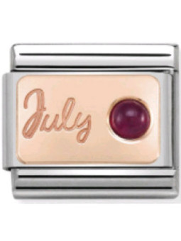 Maillon Nomination classic mois de Juillet et Rubis en Or rose