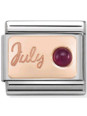 Maillon Nomination classic mois de Juillet et Rubis en Or rose