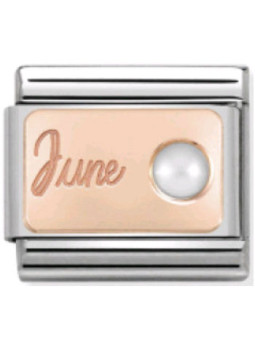 Maillon Nomination classic mois de Juin et Perle en Or rose