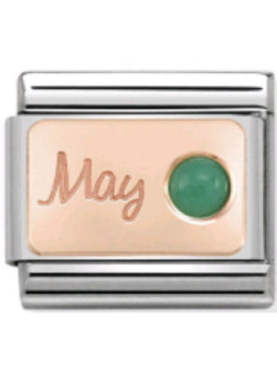 Maillon Nomination classic mois de Mai et Emeraude en Or rose