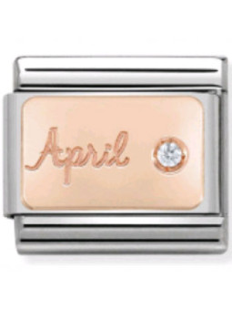 Maillon Nomination classic mois de Avril et Diamant en Or rose