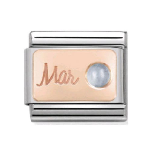 Maillon Nomination classic mois de Mars et Aigue Marine en Or rose