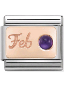 Maillon Nomination classic mois de Février et Améthyste en Or rose