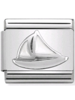 Maillon Nomination classic bateau à voile en Argent