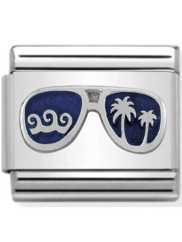 Maillon Nomination classic lunettes bleues en Argent