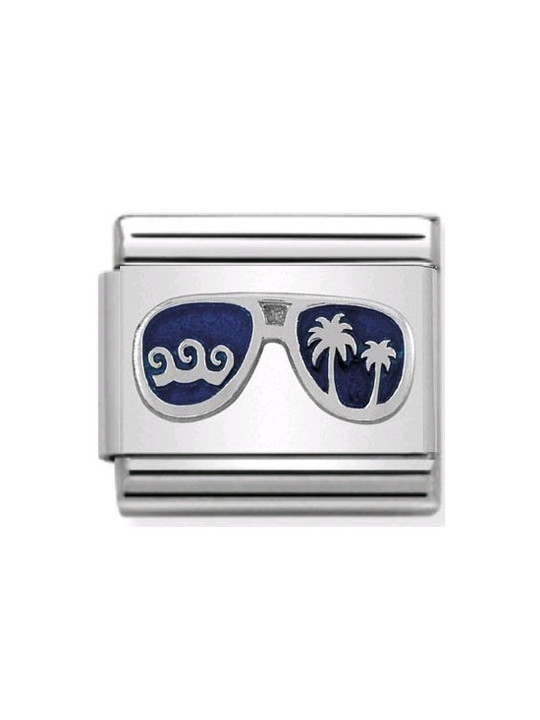 Maillon Nomination classic lunettes bleues en Argent