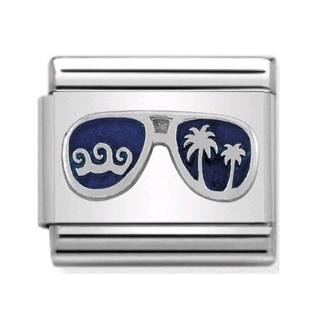 Maillon Nomination classic lunettes bleues en Argent