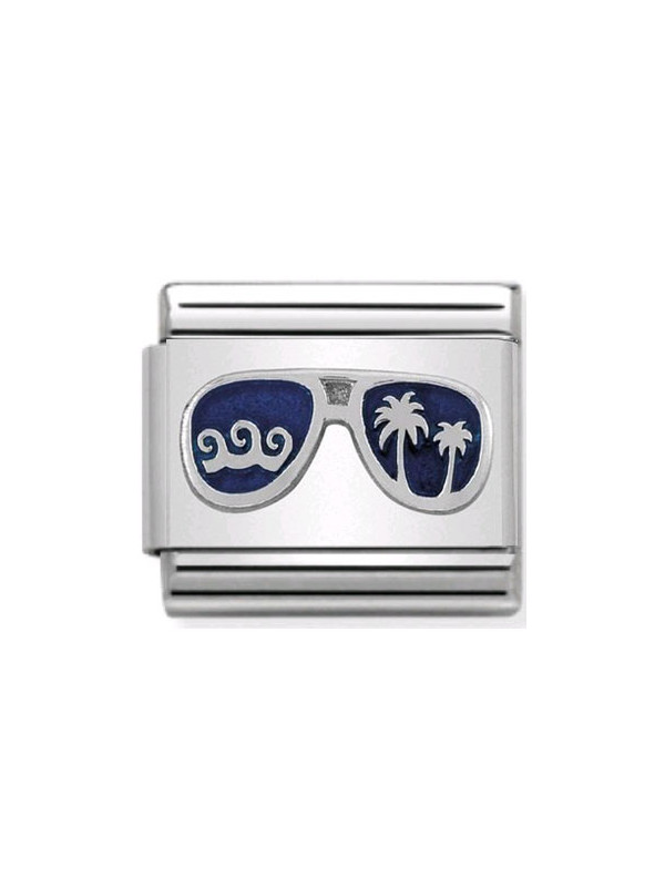 Maillon Nomination classic lunettes bleues en Argent