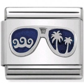 Maillon Nomination classic lunettes bleues en Argent